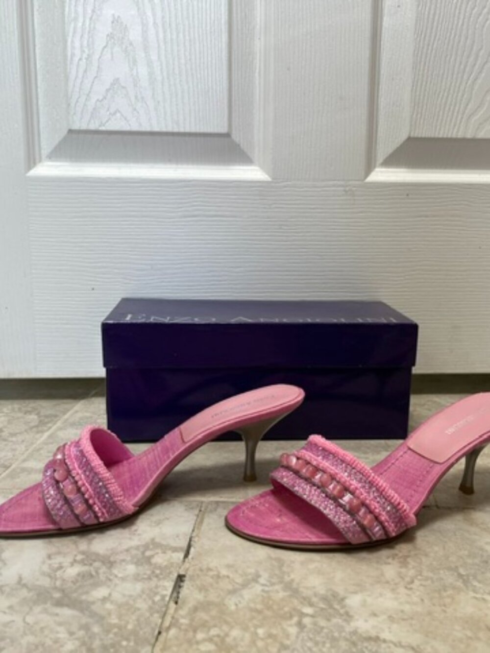 Enzo Angiolini Pink Beaded Sandal Size 7 - Picture 3 of 8